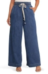 Petal And Pup Petal & Pup Jenni Drawstring Wide Leg Denim Pants In Blue