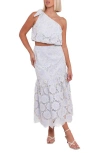 Petal And Pup Petal & Pup Jennie Lace One-shoulder Crop Top & Maxi Skirt Set In White