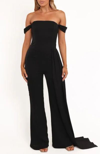 Petal And Pup Petal & Pup Jenny Drape Off The Shoulder Jumpsuit In Black