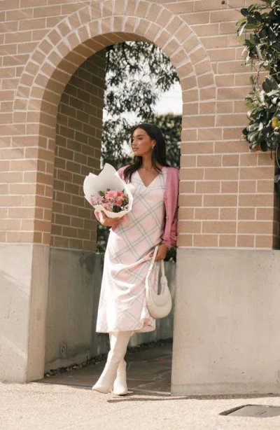 Petal And Pup Petal & Pup Jess Check Tie Back Midi Dress In Pink