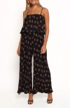 Petal And Pup Petal & Pup Jillian Floral Plissé Jumpsuit In Black