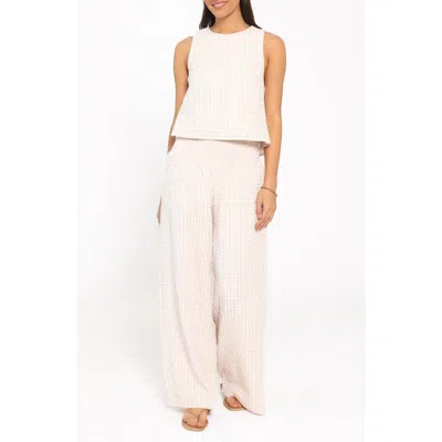 Petal And Pup Petal & Pup Jillian Gingham Tank & Wide Leg Pants Set In Neutral
