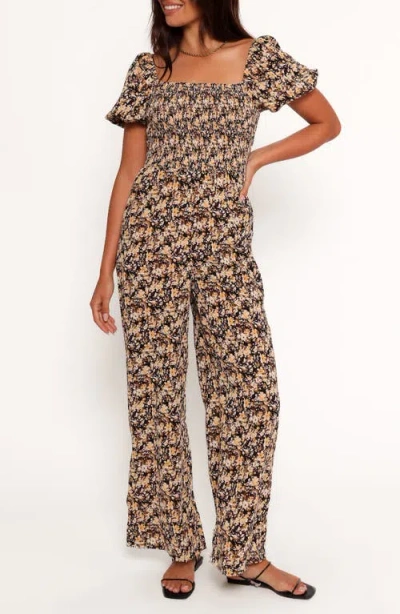 Petal And Pup Petal & Pup Jolene Floral Smocked Jumpsuit In Brown