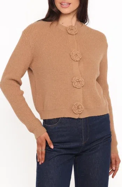 Petal And Pup Petal & Pup Jones Rosette Cardigan In Brown