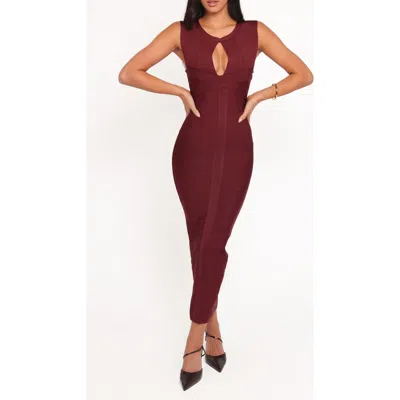 Petal And Pup Petal & Pup Josiah Keyhole Body-con Midi Dress In Burgundy