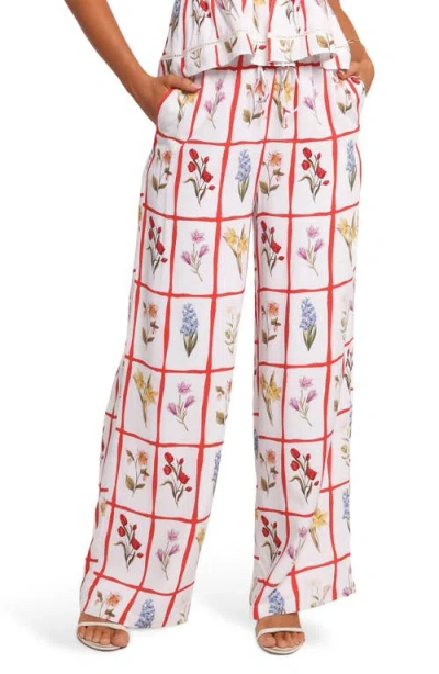 Petal And Pup Petal & Pup Jovique Floral Strapless Top & Wide Leg Pants Set In White