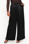 Petal And Pup Petal & Pup Joyce Pleated Satin Wide Leg Pants In Black
