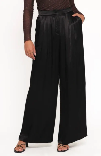 Petal And Pup Petal & Pup Joyce Pleated Satin Wide Leg Pants In Black
