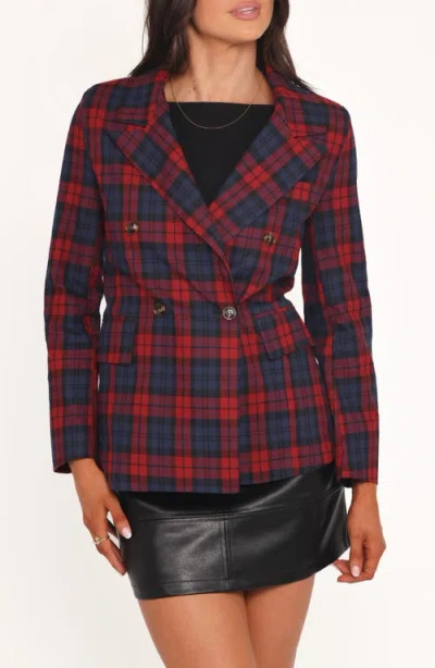 Petal And Pup Petal & Pup Juilette Plaid Double Breasted Blazer In Red