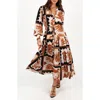 Petal And Pup Petal & Pup Jules Abstract Print Long Sleeve Maxi Shirtdress In Multi