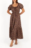 Petal And Pup Petal & Pup Juliana Floral Cotton Maxi Dress In Brown