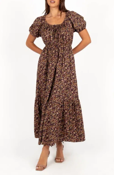 Petal And Pup Petal & Pup Juliana Floral Cotton Maxi Dress In Brown