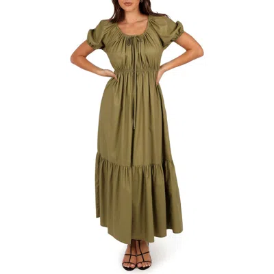 Petal And Pup Petal & Pup Juliana Puff Sleeve Cotton Maxi Dress In Green
