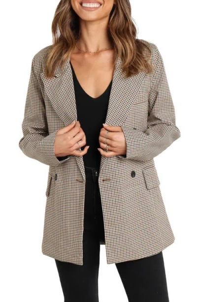Petal And Pup Petal & Pup Juliette Check Double Breasted Blazer In Brown