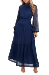 Petal And Pup Petal & Pup Julip Long Sleeve Tiered Maxi Dress In Blue