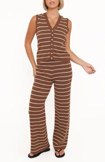 Petal And Pup Petal & Pup Juna Stripe Sleeveless Sweater & Pants Set In Brown