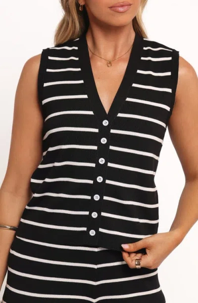 Petal And Pup Petal & Pup Juna Stripe Sleeveless Sweater & Pants Set In Black