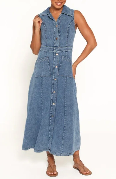 Petal And Pup Petal & Pup Jye Sleeveless Denim Maxi Dress In Blue