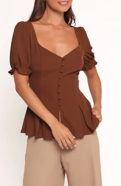 Petal And Pup Petal & Pup Kameran Peplum Top In Brown
