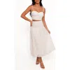Petal And Pup Petal & Pup Kara Eyelet Cotton Bustier Crop Top & Maxi Skirt Set In Multi