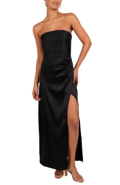 Petal And Pup Petal & Pup Kara Strapless Stretch Satin Gown In Black