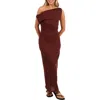 Petal And Pup Petal & Pup Kassie Off The Shoulder Maxi Dress In Burgundy
