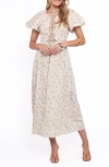 Petal And Pup Petal & Pup Kathleen Puff Sleeve Tie Front Maxi Dress In White