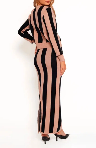 Petal And Pup Petal & Pup Katin Tripe Cardigan & Maxi Skirt Set In Black