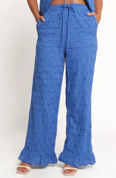 Petal And Pup Petal & Pup Katya Embroidered Drawstring Straight Leg Pants In Blue