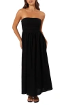 Petal And Pup Petal & Pup Kayt Strapless Linen Blend Maxi Sundress In Black