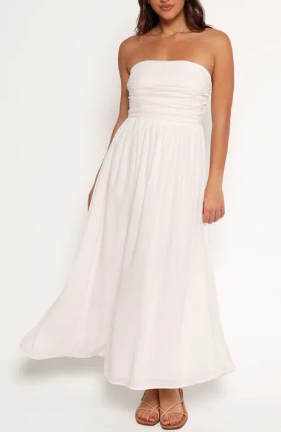Petal And Pup Petal & Pup Kayt Strapless Linen Blend Maxi Sundress In White