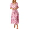 Petal And Pup Petal & Pup Kelda Floral Tiered Maxi Dress In Pink