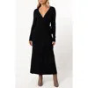 Petal And Pup Petal & Pup Kellan Long Sleeve Wrap Midi Dress In Black