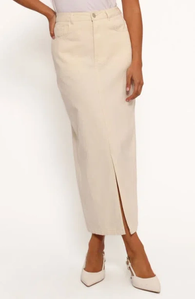 Petal And Pup Petal & Pup Kellen Slit Front Cotton Corduroy Maxi Skirt In Neutral