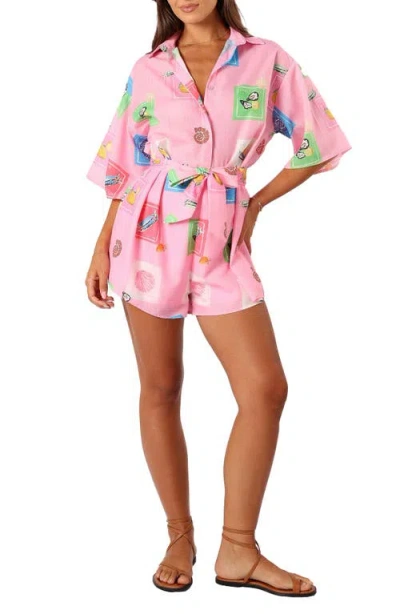 Petal And Pup Petal & Pup Kellie Cotton Romper In Pink