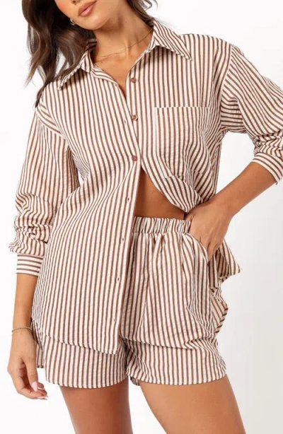 Petal And Pup Petal & Pup Kennie Stripe Cotton Blend Seersucker Button-up Shirt In Pink