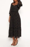 Petal And Pup Petal & Pup Kezia Floral Long Sleeve Midi Dress In Animal Print