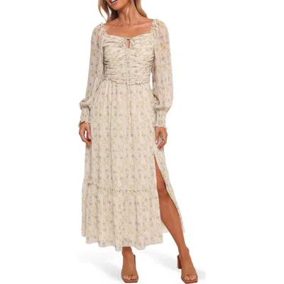 Petal And Pup Petal & Pup Keziah Long Sleeve Maxi Dress In Neutral