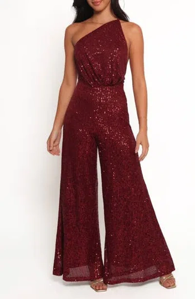 Petal And Pup Petal & Pup Khinna Sequin One-shoulder Jumspuit In Red