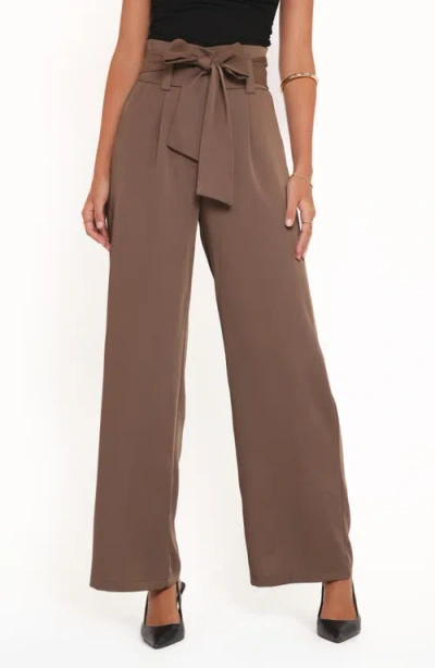 Petal And Pup Petal & Pup Kieran Tie Waist Wide Leg Pants In Brown