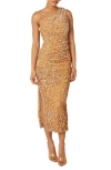 Petal And Pup Petal & Pup Kiki One Shoulder Sequin Midi Dress In Brown