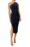 Petal And Pup Petal & Pup Kiki One Shoulder Sequin Midi Dress In Black