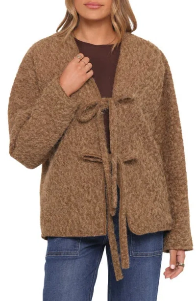 Petal And Pup Petal & Pup Kimmy Bow Oversize Cardigan In Animal Print