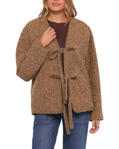 Petal And Pup Kimmy Bow Oversized Cardigan In Brown