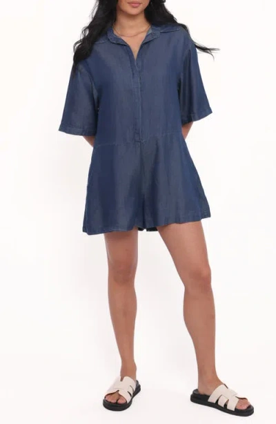 Petal And Pup Petal & Pup Kiya Denim Romper In Blue