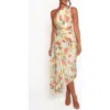Petal And Pup Petal & Pup Kleo Floral Pleated One-shoulder Satin Cocktail Dress In Multi