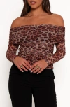 Petal And Pup Petal & Pup Koa Ruched Off The Shoulder Mesh Top In Multi