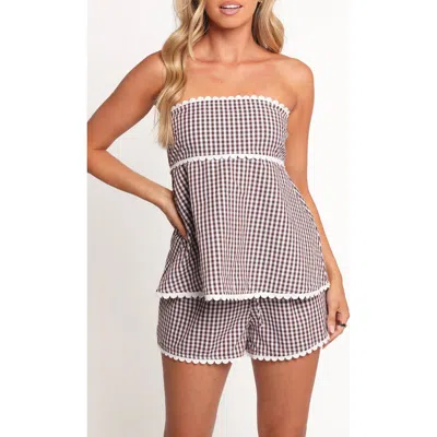 Petal And Pup Petal & Pup Kyle Gingham Strapless Top & Shorts Set In Multi