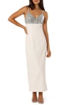 Petal And Pup Petal & Pup Kylie Sequin Embellished Empire Waist Column Dress In White