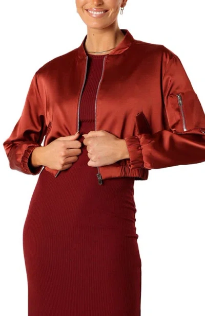 Petal And Pup Petal & Pup Kyra Satin Bomber Jacket In Red